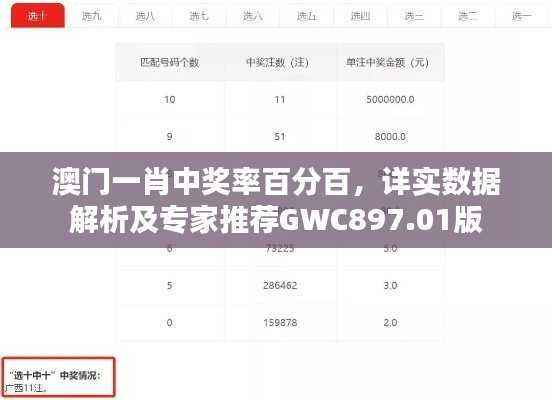 澳门一肖中奖率百分百,详实数据解析及专家推荐GWC897.01版